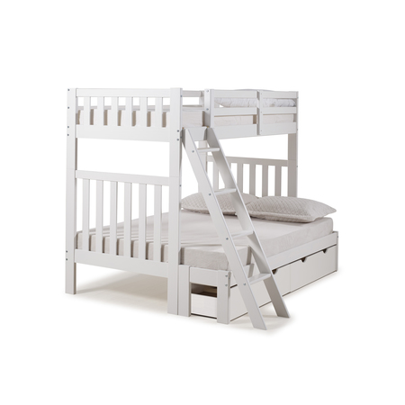 ALATERRE FURNITURE Aurora Twin Over Full Wood Bunk Bed with Storage Drawers, White AJAU01WHS